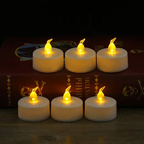 YIWER 36 unidades LED Velas CR2032 pilas velas sin llama,Velas de té,Velas LED,Velas parpadeantes sin Llama,Velas Artificiales realistas a Pilas con luz Amarilla cálida,36pcs