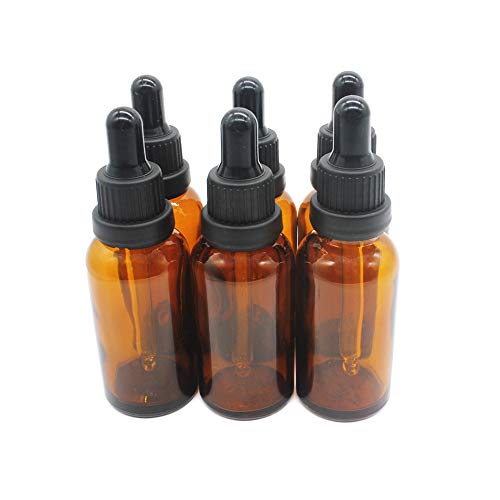 Yizhao Ambar Frasco Cuentagotas Cristal 30ml, Botellas Cuentagotas con [Pipeta Cuentagotas Cristal], para Aceite Esencial, Masaje,Fragancia, Aromaterapia, Laboratorio, E-Líquidos - 6Pcs