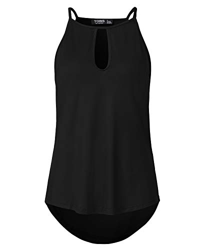 YOINS Mujeres Camisetas sin Mangas Camisas Elegante Blusa Casual Chaleco de Verano Playa Camiseta para Mujere Cuello V Top Negro S/EU36-38