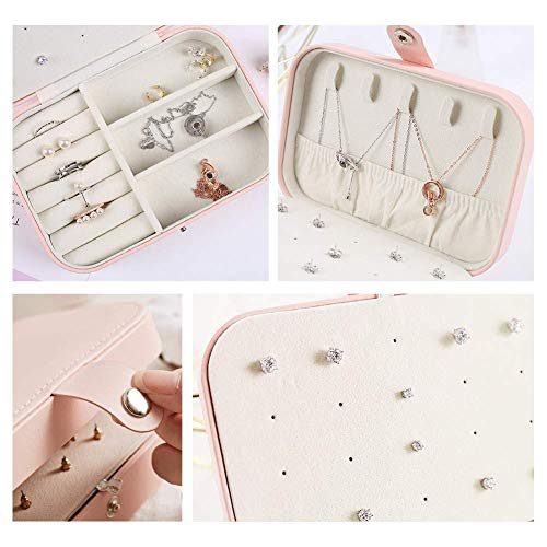 Yolistar Caja Joyero Pequeña de PU, Joyero de Viaje Portátil, Joyero Viaje Cajas para Joyas Jewelry Organizer para Mujer para Anillos, Collares, Pulseras, Pendientes para Mujer