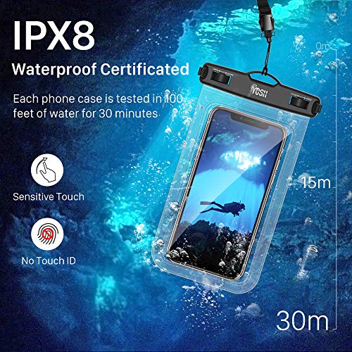 YOSH Funda Impermeable Móvil Universal 2 Unidades, IPX8 Bolsa Impermeable Móvil Funda Sumergible para iPhone XS X 8 7 6 Plus BQ Aquaris Huawei P10 P9 Samsung S7 S8 y Otros Móviles hasta 6.5 Pulgadas