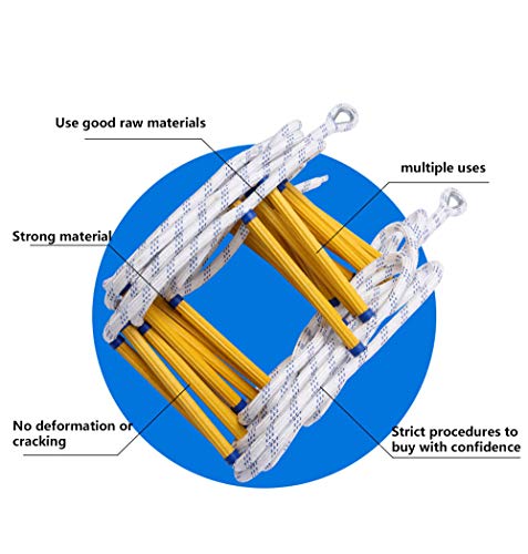 YQ&TL Escalera De Cuerda De Escape De Incendio- 5-10 Metros Escalera De Evacuación Emergencia para Adultos Niños, Escalera De Seguridad con Ganchos para Rescate Escape, Fuerte Plegable (5M/10M) 10m