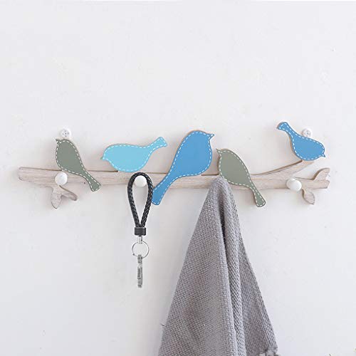 YQ&TL Percheros Perchero De Madera Creativo Retro para Pájaros Gancho para Colgar En La Pared Entrada Baño Sala De Estar Perchas para Ropa Toalla Sombrero Bolsos Clave Blue