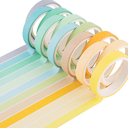 Yubbaex 12 Rollos Washi Tapes Set de Cinta Adhesiva Washi Cinta Adhesiva Decorativa para Scrapbooking DIY Manualidades (Macarrón de 8 mm de ancho)