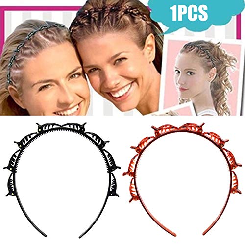 Yusea diademas para mujeres con pelo corto, doble flequillo, horquilla de peluquería, horquilla para el pelo, diadema para niñas, accesorio para la cabeza (talla única, 2 unidades), color negro