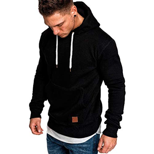 Yvelands ¡Oferta Sudaderas con Capucha para Hombre Cosy Sport Outwear Sudadera con Cremallera Completa Ecosmart Hoodie Casual Sweatshirt Top Blouse ¡Caliente!(Negro,M)