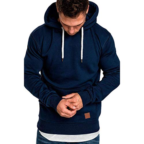 Yvelands ¡Oferta Sudaderas con Capucha para Hombre Cosy Sport Outwear Sudadera con Cremallera Completa Ecosmart Hoodie Casual Sweatshirt Top Blouse ¡Caliente!(Azul Marino,L)