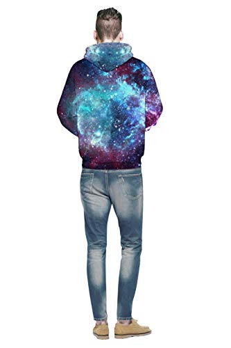 yyqx container Sudadera con Capucha Unisex Sudadera con cordón con Estampado 3D Sudadera con Capucha 3D Big Pocket Blue Universe Nebula, XXL