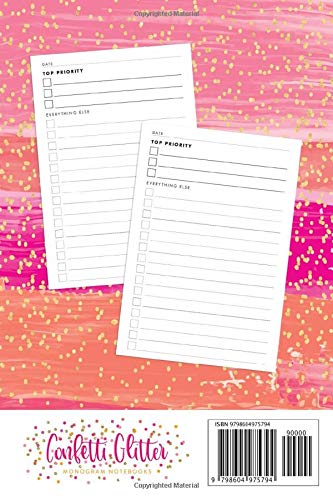 Z - To Do List Notebook, Daily Checklists with 3 Top Priorities, 120 Pages: Pretty Initial Monogram Letter A To-Do Book, Cute Hot Pink & Gold Confetti ... Daily Task Planner (Pink Gold Series 1)