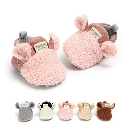 Zapatos Bebe Invierno, Botitas Bebé Recién Nacidos Niña Niño Botas Zapatos Calientes Botines Primeros Pasos Invierno 0-18 Mes (6-12 Meses, E_Rosa)