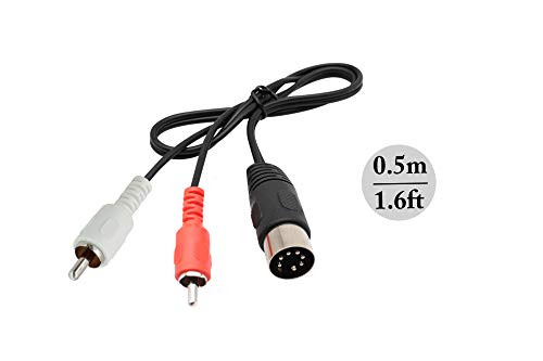 zdyCGTime Cable de extensión de Cable RCA a Midi, Midi DIN 7 Pines Macho a 2 RCA Macho Cable de Audio,Compatible con Bang & Olufsen B & O, Naim, Sistemas estéreo Quad. (0.5 M / 1.6 Pies)