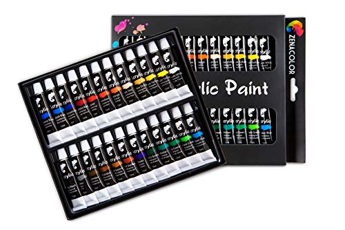 Zenacolor - Set de 24 Tubos de Pinturas Acrilicas - 24 x 12ml