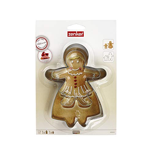 Zenker Cortadores Galletas Ginger en acero estañado. Color inox. Pequeño 10,5x9cm. Y Grande 16x12,5cm. 2 uds.