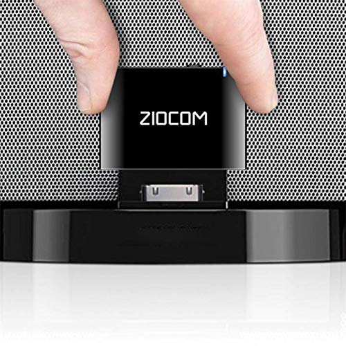 ZIOCOM [actualizado] Receptor Adaptador Bluetooth de 30 Pines para iPhone, iPod Bose SoundDock y Otros Altavoces de Base de 30 Pines con Cable Auxiliar de 3,5 mm (no para automóvil), Negro