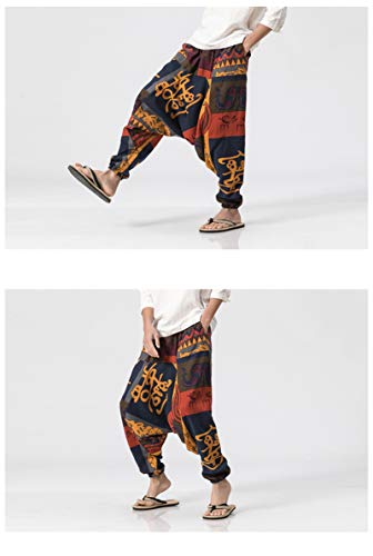 ZIXINGA Unisex Harén Aladdin Hippy Pantalones Baggy Hippie Boho Yoga Wideleg Pantalones para Hombres