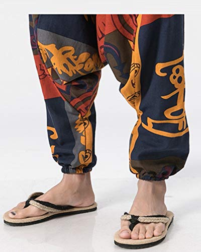 ZIXINGA Unisex Harén Aladdin Hippy Pantalones Baggy Hippie Boho Yoga Wideleg Pantalones para Hombres