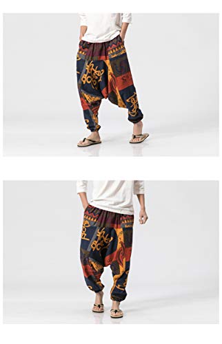 ZIXINGA Unisex Harén Aladdin Hippy Pantalones Baggy Hippie Boho Yoga Wideleg Pantalones para Hombres