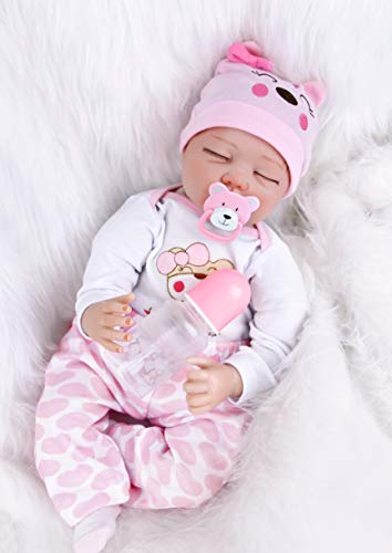 ZIYIUI 22 Pulgadas Lifelike Reborn Bebé Muñecas Vinilo de Silicona Realista Hecho a Mano Bebés para Niñas Juguetes Reborn Baby Dolls 55cm, Conveniente para la Edad 3 Más