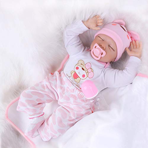 ZIYIUI 22 Pulgadas Lifelike Reborn Bebé Muñecas Vinilo de Silicona Realista Hecho a Mano Bebés para Niñas Juguetes Reborn Baby Dolls 55cm, Conveniente para la Edad 3 Más