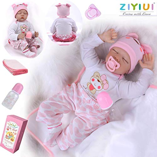 ZIYIUI 22 Pulgadas Lifelike Reborn Bebé Muñecas Vinilo de Silicona Realista Hecho a Mano Bebés para Niñas Juguetes Reborn Baby Dolls 55cm, Conveniente para la Edad 3 Más