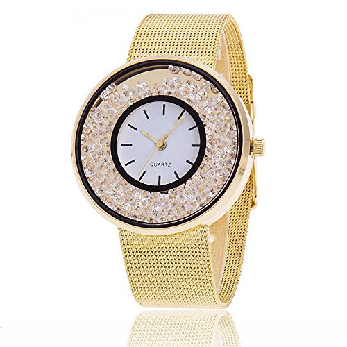 ZODOF Reloj de Pulsera de Cuarzo de Las Mujeres de Moda Reloj de Pulsera de Las Mujeres Blancas Rhinestone de Acero Inoxidable