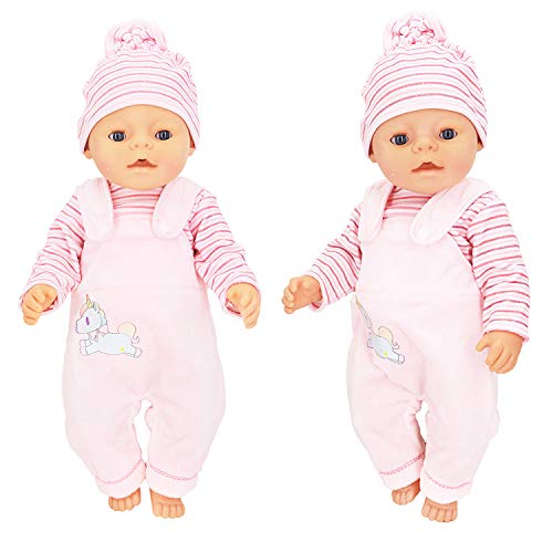 ZOEON Ropa de Muñecas para New Born Baby Doll, Trajes con Sombrero para 18 " Muñecas (40-45 cm) (Rosado)