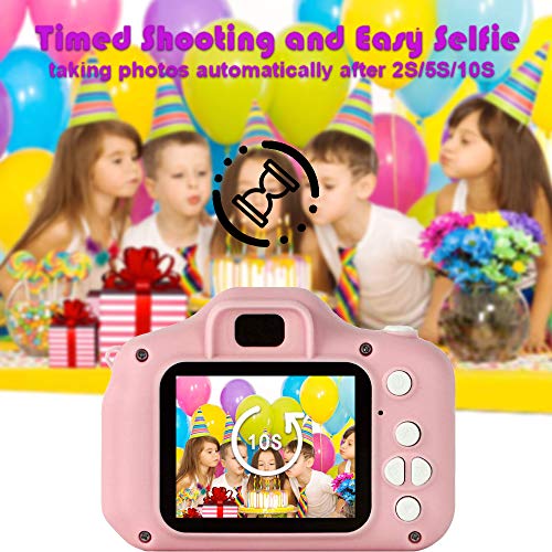 ZStarlite Cámara Digital para Niños, 1080P 2.0"HD Selfie Video Cámara Infantil, Regalos Ideales para Niños Niñas de 3-10 Años, con Tarjeta TF 32 GB, Lector de Tarjetas (Rosa)