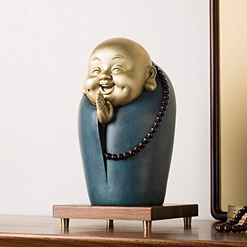 ZXCVBAS Buda Sonriente Figura Estatua, Atractivo Estatua De Buda Escultura De Bronce del Arte del Arte De La Decoración, La Escultura De Buda De Risa Fengshui Estatua del Buda Maitreya