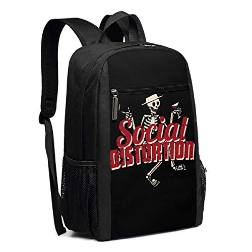 ZYWL Mochila para portátil de 17 Pulgadas con Logotipo de distorsión Social, Mochilas de Viaje de Negocios Grandes para Hombres y Mujeres, Resistente al Agua, Duradera, Liviana, para Libros Escolares