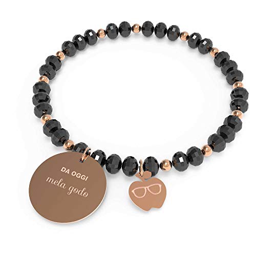 10 Buoni propositi Pulsera para Mujer Manzana Godo colección Crystal Rose Gold Onix