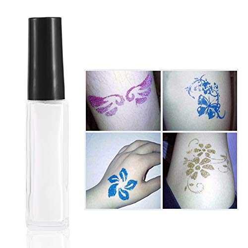 10 ml/Botella Adhesivo de Pegamento Corporal, Pegamento para tatuajes temporales para Purpurina o Tatuajes temporales, pintura corporal y Tatuaje de cejas
