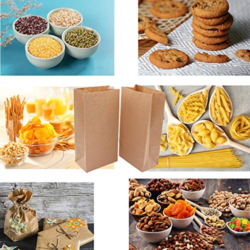 100 Piezas Calidad Bolsa de Papel Kraft 12X21X7CM - ZOORE Biodegradable Bolsas de Papel Regalo Para Navidad/Bodas/Fiestas de Cumpleaños/galletas/gominolas cualquier evento o regalos pequeños(70g/m2)