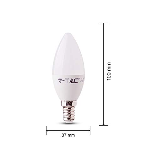 10er SET V-TAC E14 LED del bulbo de la lámpara de velas-form 2700 K blanco cálido 200° ángulo de haz de, blanco, E14, 4.00|wattsW, 230.00|voltsV