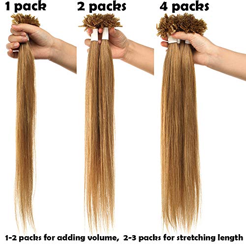 16"(40cm) Extensiones de Queratina Pelo Natural [0.5g*100 Mechas] #18/613 Ash Rubio/Blanqueador Rubio Cabello Humano 100% Remy Invisible sin Clip Pre Bonded Nail U Tip Hair Extensions (50g)