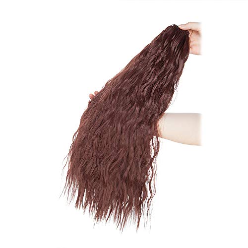 18"(45cm) SEGO Coleta Postiza Rizada [Corn Wave] Pelo Sintético Se Ve Natural [Castaño Caoba Oscuro] Larga Extensiones de Cabello Clip Moño Postizo Pelucas Invisibles (140g)