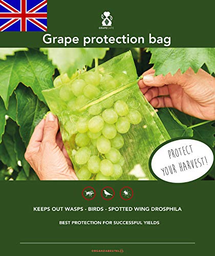 20 Bolsas Protectoras de Uvas, Tamaño: 40x30cm, Color: Verde, con Cordón Corredizo, Bolsa Organza para Protección Contra Mordeduras de Avispas, Aves, mosca Drosophila suzukii y Otros Insectos