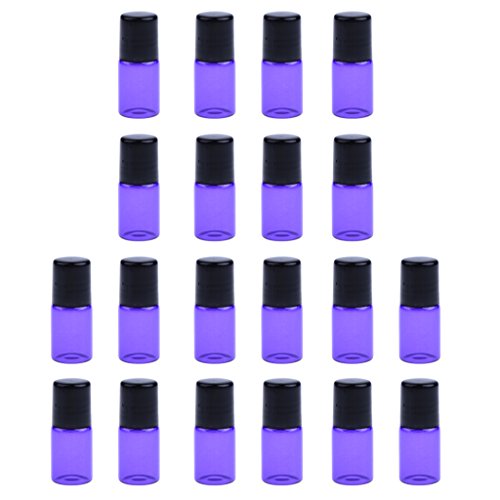 20x Botellas de Vidrio Vacías Botella de Aceite Esencial Aromatherapy Laboratorios Cuentagotas Tubos - Púrpura 2ML