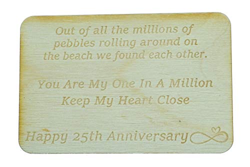 25th Your My One In A Million Gift – 25th Anniversary Metal Heart Pebble Regalo – Keep My Heart Close