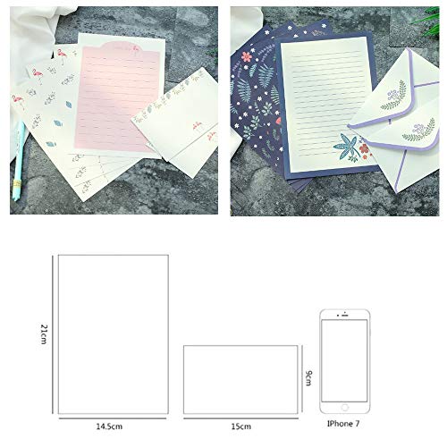 36 Piezas Papel para Escribir, Juego de Papel de Cartas con Sobre, Sobres de Papel de Escritura con Diseño Floral, 24 Hojas de Papel de Papelería + 12 Sobres, para Invitaciones, Cartas, Tarjetas