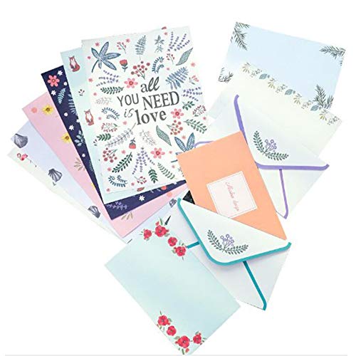 36 Piezas Papel para Escribir, Juego de Papel de Cartas con Sobre, Sobres de Papel de Escritura con Diseño Floral, 24 Hojas de Papel de Papelería + 12 Sobres, para Invitaciones, Cartas, Tarjetas