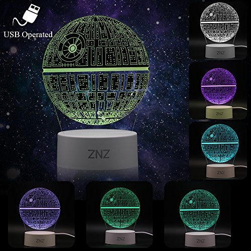 3D LED Star Wars Luz de noche, Lámpara de ilusión Death Star + R2-D2 + Millennium Falcon, Tres patrones y 16 colores Lámpara de decoración Cambio - Regalo perfectos para niño - 3 paquete