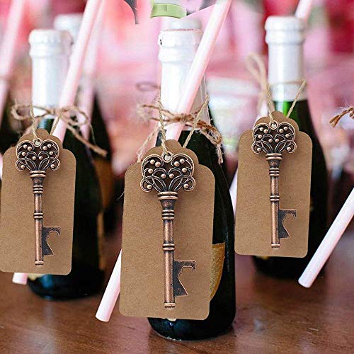 50 pcs Llave Abrebotellas para Decoración de Bolsas de Recuerdos de Boda, Estilo Vintage,5 Estilos