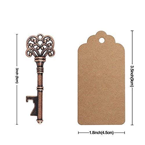 50 pcs Llave Abrebotellas para Decoración de Bolsas de Recuerdos de Boda, Estilo Vintage,5 Estilos