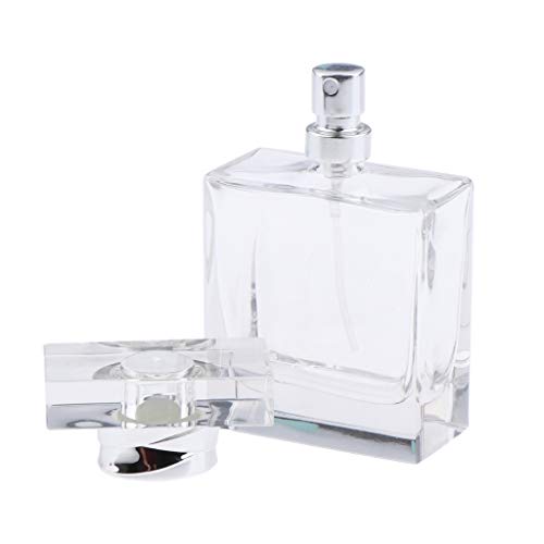 50ml Botella de Perfume Cuadrado Estuche de Cristal Envase de Aceite Esencial Organziador