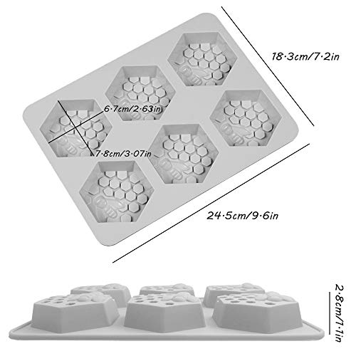 6 cavidades 3D abeja nido de abeja moldes de jabón y 4 moldes de silicona para jabón de cacerola SENHAI Cupcake Muffin Molde para hornear para manualidades caseras