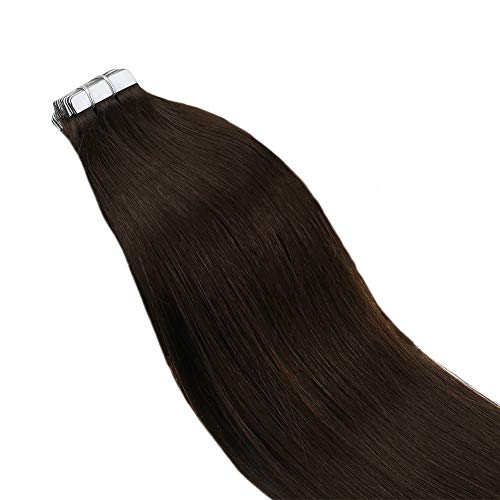 [6% De Descuento Día De La Madre] Ugeat 18Pulgada Double Sided Tape in Hair Extensions Adhesiva Glue in Extensiones de Cabello Humano Real 2,5g/s 50g/Paquete # 2 El Marrón Más Oscuro