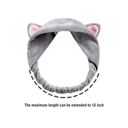 8pcs Cat Ears Headbands - Elastic Women 's Lovely Etti Hair Band, Spa Shower cara lavado Hairband Facial diadema Maquillaje Wrap Head Band lavable tela colorida adapta a todos los tamaños de cabeza