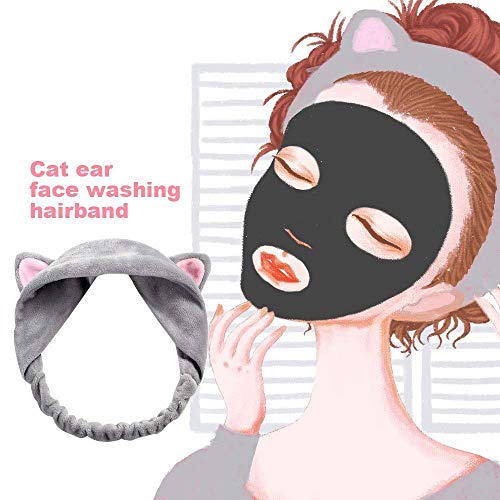 8pcs Cat Ears Headbands - Elastic Women 's Lovely Etti Hair Band, Spa Shower cara lavado Hairband Facial diadema Maquillaje Wrap Head Band lavable tela colorida adapta a todos los tamaños de cabeza