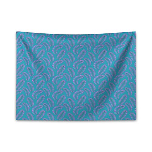 ABAKUHAUS Tropical Tapiz de Pared y Cubrecama Suave, Patrón Botanical Eco Leaf, Lavable Colores Firmes, 150 x 110 cm, Teal Ciruela Verde Pálido