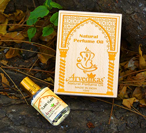 Aceite de perfume Ylang-Ylang sin alcohol para chakra mezcla bien esencial de larga duración para hombres y mujeres (unisex) botella de vidrio enrollable con sombrero dorado 10 ml